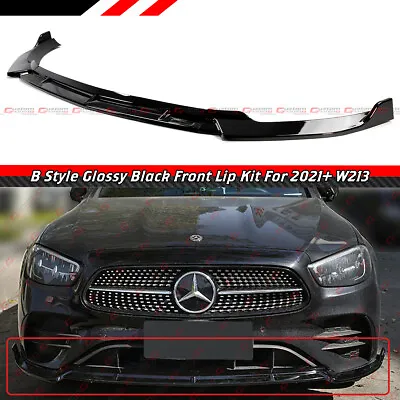 For 21-23 Mercedes Benz W213 E-class Gloss Black 3pc B Style Front Bumper Lip • $79.99