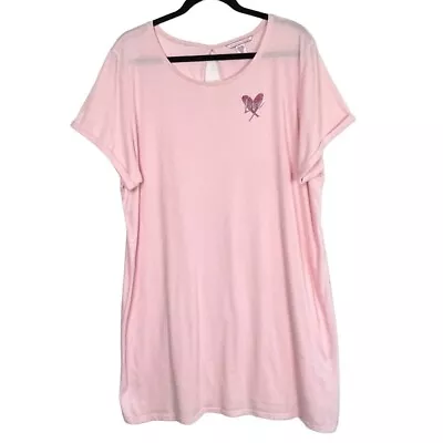 Victoria's Secret Long Sleep Tshirt Shirt Pajamas Size XL Pink Sparkly Heart GUC • $19