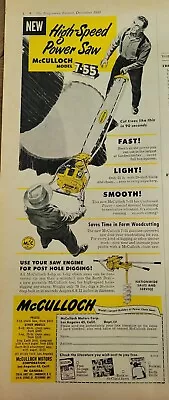 1951 McCullough 7-55 High Speed Power Chainsaw Vintage Tool Ad • $9.99