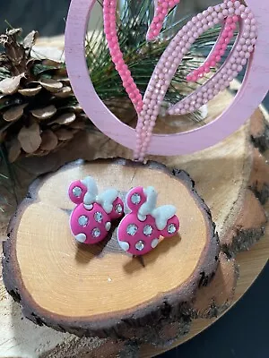 Minnie With Rhinestones Mouse Ears Stud Earrings • $6.50