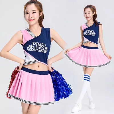 Cheerleading Pink Spiders Skirt Top Uniform Cosplay Costume Halloween • £29.13