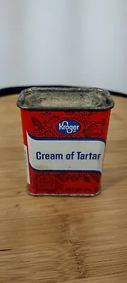 Vintage Kroger CREAM OF TARTAR 2 3/4 Oz Spice Tin Great Graphics & Colors • $11.99