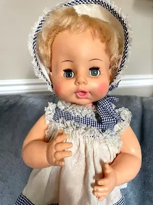 Vintage 22   Plastic Horsman Blonde Doll Thirsty Thirstee Baby Drink & Wet • $49.99