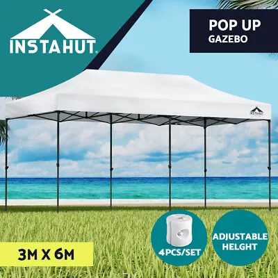 Instahut Gazebo Pop Up Marquee 3x6 Folding Outdoor Wedding Tent Base Pod White • $239.95