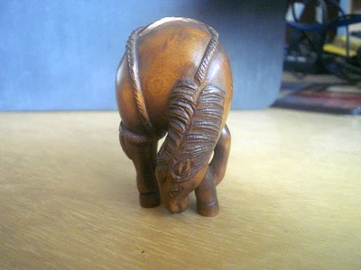£24.99 • Buy Hand Carved Wood Netsuke Horse & Tangled Ropes Collectable Boxwood Equine Figure