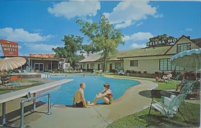 Postcard TX Houston Helena Motel Swimming Pool Coffee Shop Googie Sign C1960s 79 • $6.99