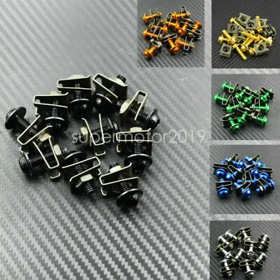 Motorcycle Universal 10PCS 6mm M6 Fairing Bolts Speed Fastener Clip Screw Nuts • £4.99