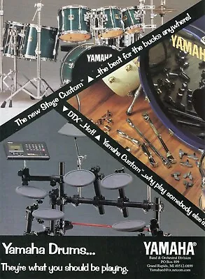 1996 Print Ad Of Yamaha DTX Electronic & Stage Custom Drum Kit • £9.49