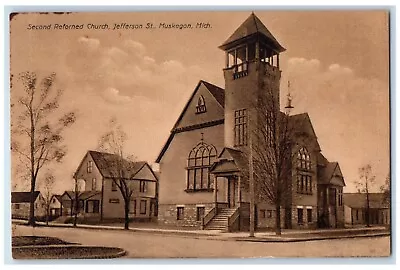 C1910's Second Reformed Church Jefferson St. Muskegon Michigan MI Postcard • $14.98