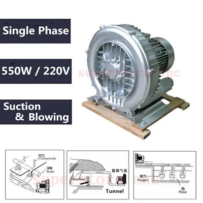 $339.99 • Buy 550W Air Vacuum Pump Vortex Fan High Pressure 20Kpa 220V 1 Phase Dry Air Blower