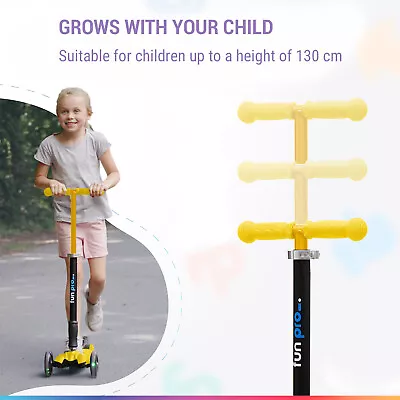 Kids Scooter 3 Wheels Ages 5+ LED Kids Push Scooter Adjustable Folding Yellow • £97.99