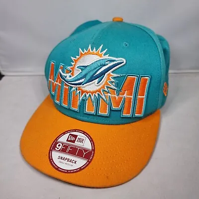 NFL New Era 9 Fifty - Turquoise Miami Dolphins Cap - Small/ Medium Snapback Hat • £29.74