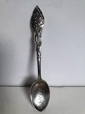 Sterling Silver Souvenir Spoon Etched W/ Detroit Michigan Floral Detail • $25