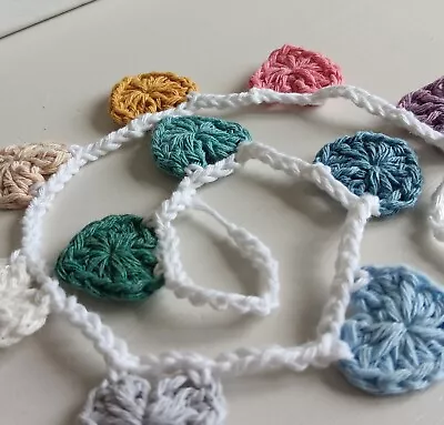 Rainbow Mini Heart Cotton Crochet Bunting | Nursery | Campervan | Camper #1 • £6.50