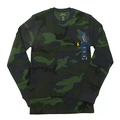 Polo Ralph Lauren Men's Green Camo Waffle Knit Thermal Crew-Neck T-Shirt • $45