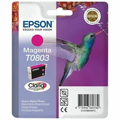 £13.95 • Buy Genuine Epson T0803 Magenta Ink Cartridge Stylus R265 R285 R360 RX560 Box