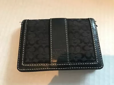 VTG Coach Soho Mini Black Signature Stripe Flap Card Holder  Case ID Coin Purse • $15.75