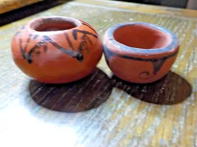 2 Vintage Maricopa Pottery  Pima Mini Pots One Signed PC 1.75  • $20