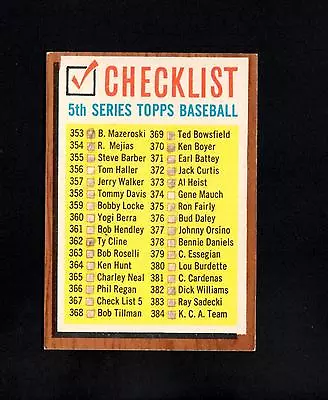 1228* 1962 Topps # 367 Marked Checklist Ex-Mt • $3