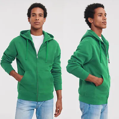 Mens Adult Hooded Full Zipped Sweatshirt Cotton Rich Long Sleeve Green XXXL 3XL • £9.99