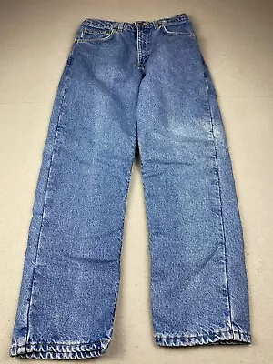 Vintage USA Made Carhartt B21 DST Flannel Lined Blue Denim Jeans 30x30 Work Wear • $24.99