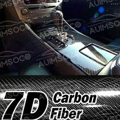 7D Accessories Carbon Fiber Car Glossy Vinyl Film Auto Interior Wrap Stickers • $19.99