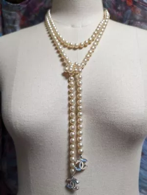 CHANEL Vintage Faux Pearl Long Necklace Women Auth France No Box • $738.15