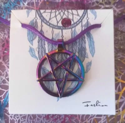 Pentagram Necklace Titanium Rainbow Coloured • £3.49