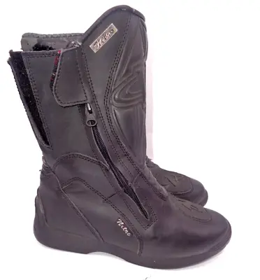 Nitro Motorcycle Black Racing Boots Sz 7 Womens Waterproof • $26.99