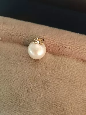 AAA 14-15mm Real Natural Edison White Pearl Round Pendant 14k Yellow Gold • $44.99