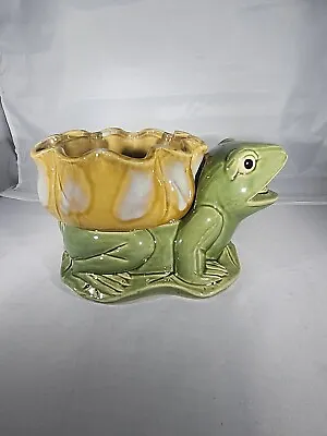 Green Bullfrog Ceramic Planter • $19