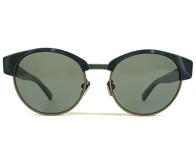 Morgenthal Frederics Sunglasses 817 GEOFF Blue Gray Round Frames Green Lenses • $44.99