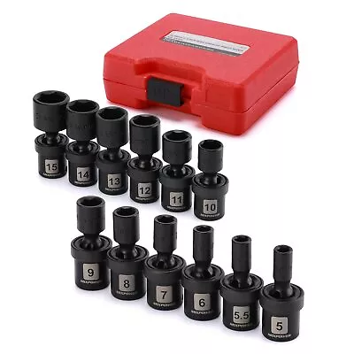 	12 Pieces 1/4 Drive Universal Impact Socket Set Crmo Metric Swivel Socket	 • $56.26