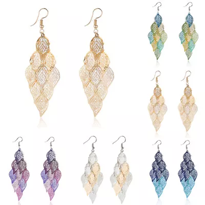 $2.40 • Buy Bohemian Earrings Hollow Leaves Long Dangle Drop Women's Fashion Jewelry Gift