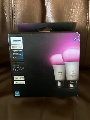 Philips Hue Smart 60W A19 LED Bulb - White And Color Ambiance 2 Pk • $64.95