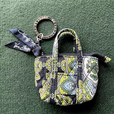 VERA BRADLEY Mini Miller Purse Tote Bag Mod Floral Green  Keychain Coin Purse ID • $12.50