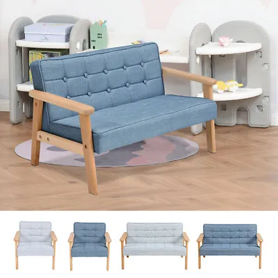 1/2 Seater Sofa Armchair Couch Small Upholstered Chair Kid Seat With Wood Frame • £39.95