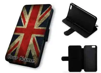 Union Jack Flag Synthetic Leather Flip Phone Case Cover - Grunge Effect • £9.95