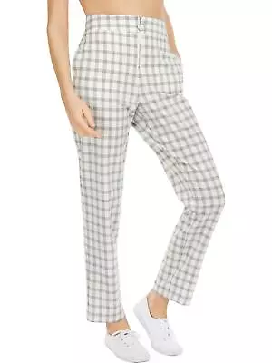 Danielle Bernstein Pants 6 White Black Plaid Pockets High Waist Academia NWT • $12.05