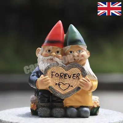 Gnome Statue Garden Gnome Cute Couple Statue Hand-Painted Gnome Figure (Heart) * • £10.91