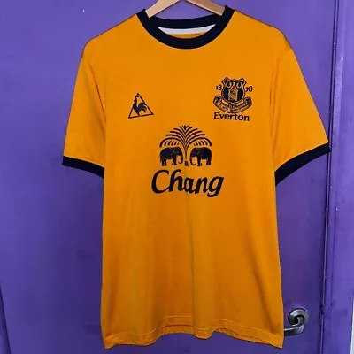 Le Coq Sportif Everton Football Jersey Yellow Away Shirt 2011/12 Kit Medium M • £28