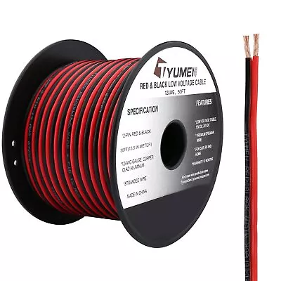 50ft 12/2 Gauge 2pin 2 Color Red Black Cable Hookup Electrical Wire Led Strips E • $25.96