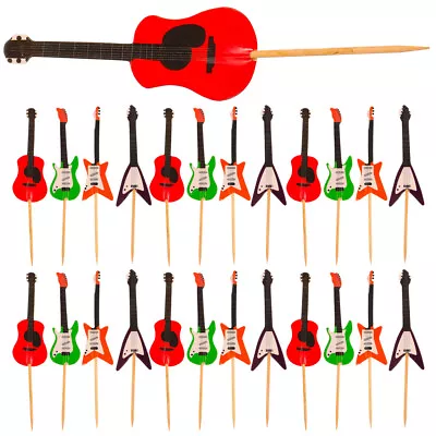 24pcs Guitar Cupcake Toppers Musical Instrument Shaped Decorating Party Supplies • $9.11