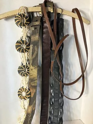 Lot Of 5 Ladies' Belts Mixed Types Camo Macrame Shell Thin Double Wrap & More • $15