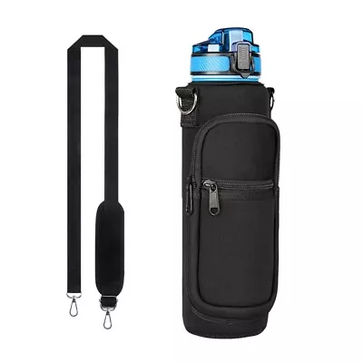 Portable Water Bottle Carrier Insulated Cup Cover Bag Holder Pouch With Strap • £7.21