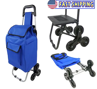 Dolly Climbing Stair Trolley Cart - Foldable Storage Grocery Cart With Tri-Wheel • $34.95