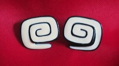 £25.58 • Buy Vintage 1960's Black And White Mod Go Go Earrings Abstract Art MCM Modern Y2k