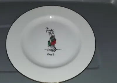 MERRY MASTERPIECES 8  CHRISTMAS PLATE Statue Of Liberty Taxi Porcelain.   B2 • $4.49