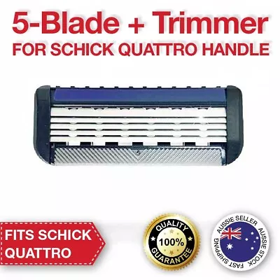 $6.95 • Buy 5-Blade + Trimmer Razor Blades Compatible With Schick Quattro Handle 4xRefills