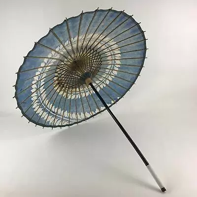 Japanese Umbrella Parasol Vtg Wagasa Bangasa Geisha Paper Blue Vines JK522 • $67.46